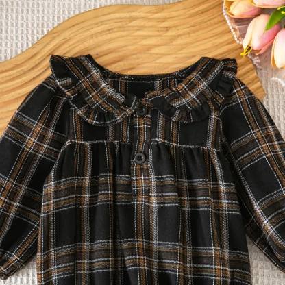 Baby Vintage Plaid Ruffle Collar Bodysuit - image 17