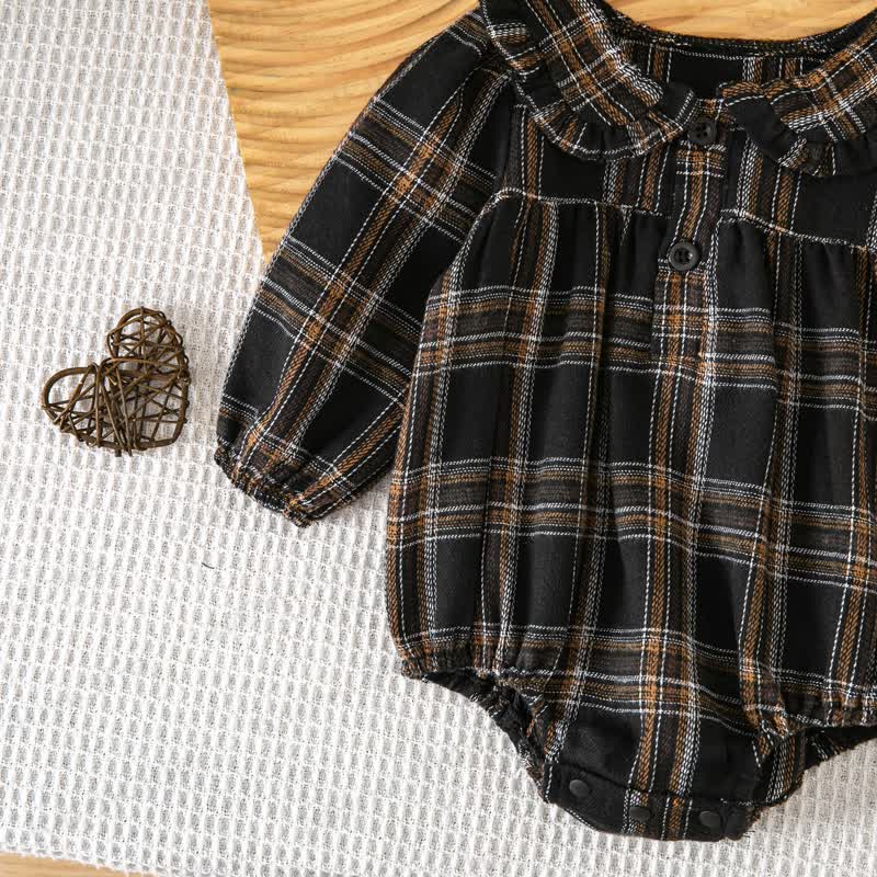 Baby Vintage Plaid Ruffle Collar Bodysuit - image 19