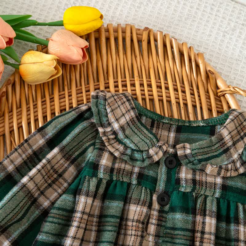 Baby Vintage Plaid Ruffle Collar Bodysuit - image 27