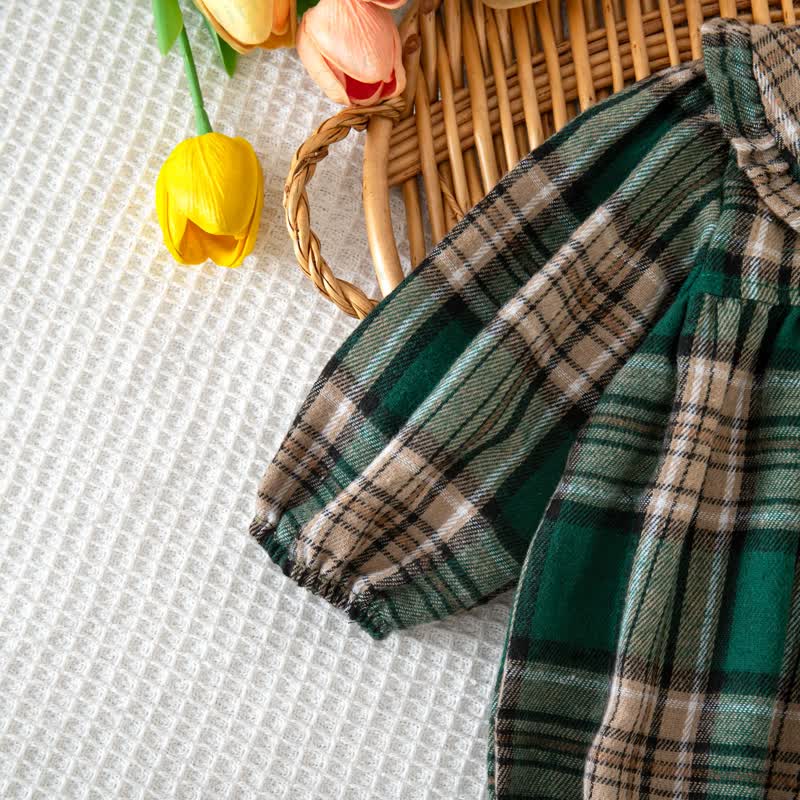 Baby Vintage Plaid Ruffle Collar Bodysuit - image 29