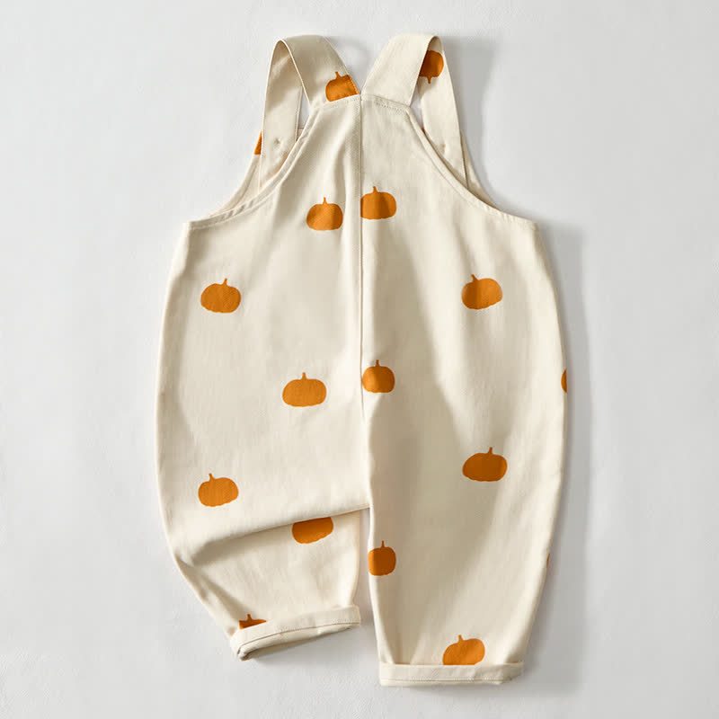 Baby Toddler Pumpkin Print Beige Overalls - image 3