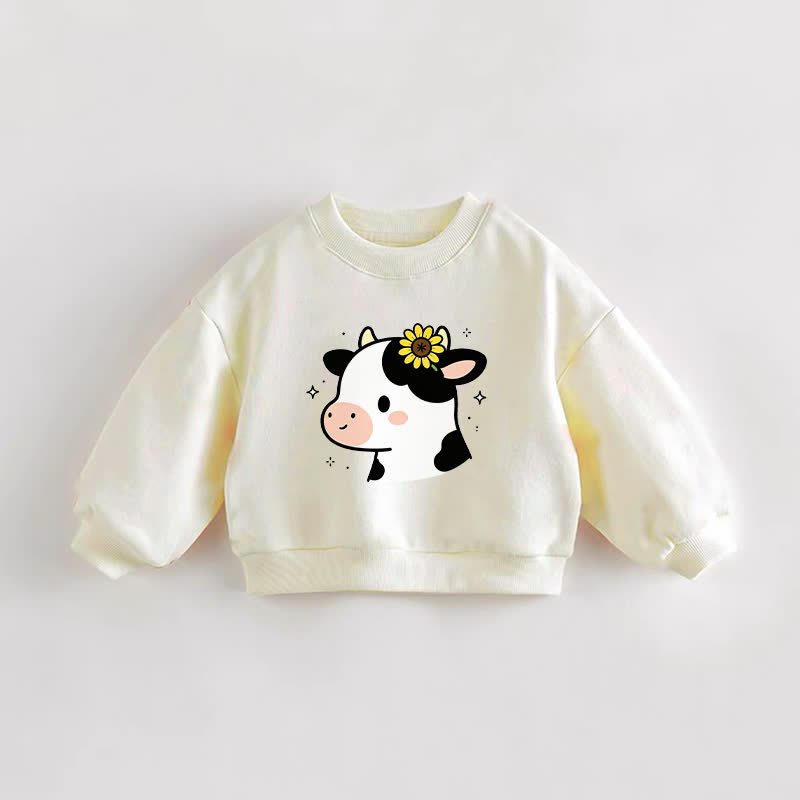 Baby Toddler Flower Cow Cream Sweatshirt - Cream - 3-5T - image 1
