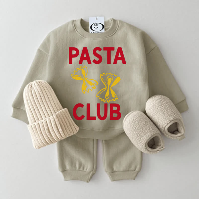 PASTA CLUB Baby Grey Green Sweatshirt 2-piece Set - Grey Green - 2-3T - image 1