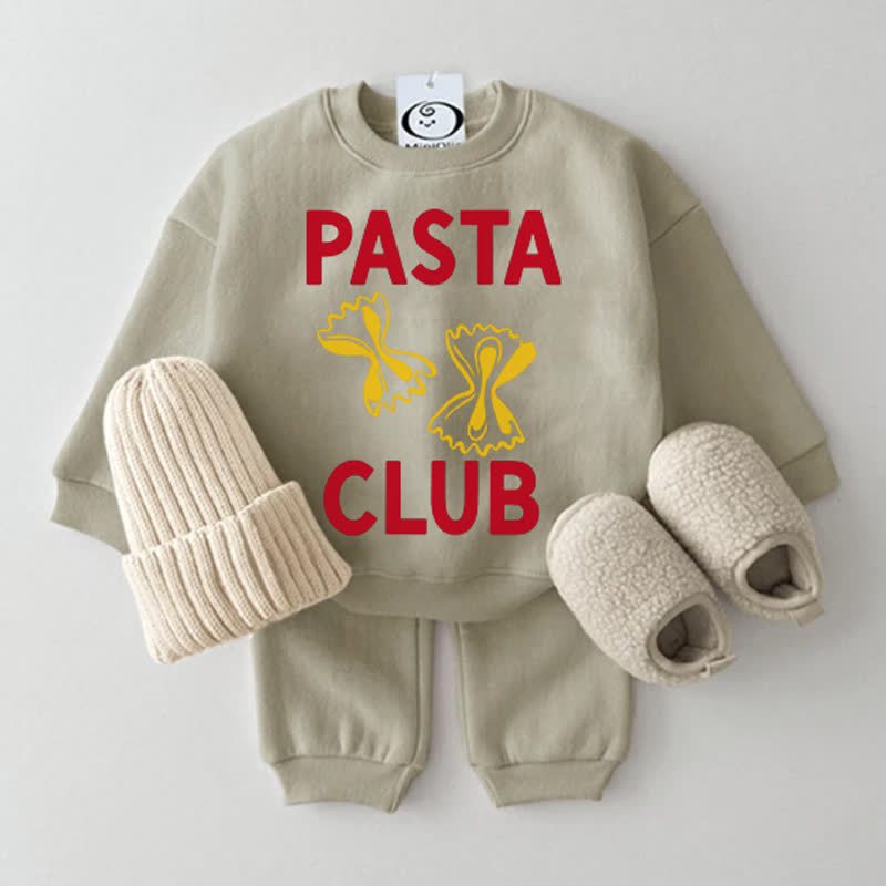 PASTA CLUB Baby Grey Green Sweatshirt 2-piece Set - Grey Green - 2-3T - image 1