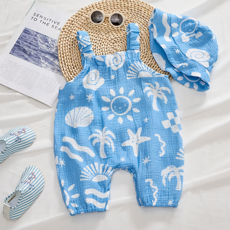 Baby Marine Print Romper with Hat - image 2