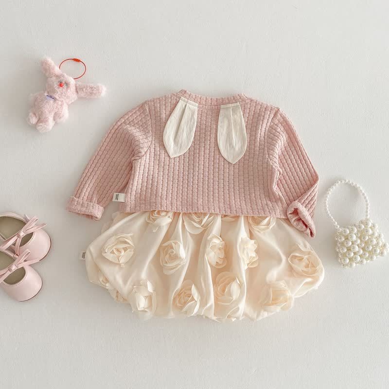 Baby Toddler Girl Rose Dress and Cardigan Outfit - image 4
