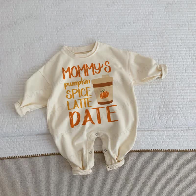 MOMMY'S PUMPKIN SPICE LATTE DATE Baby Beige Romper - Beige - 2-3T - image 1