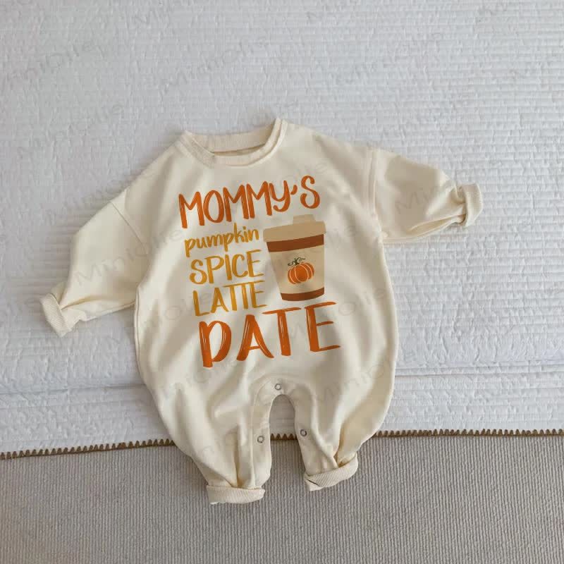 MOMMY'S PUMPKIN SPICE LATTE DATE Baby Beige Romper - Beige - 2-3T - image 1