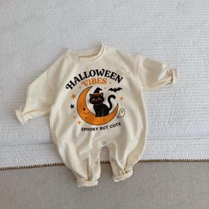 HALLOWEEN VIBES SPOOKY BUT CUTE Baby Beige Romper - Beige - 2-3T - image 1