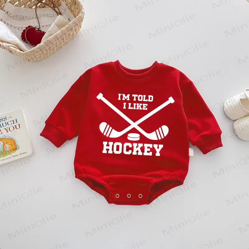 I'M TOLD I LIKE HOCKEY Baby Red Bodysuit - Red - 18-24M - image 1