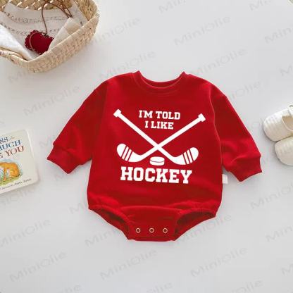 I'M TOLD I LIKE HOCKEY Baby Red Bodysuit - Red - 18-24M - image 1