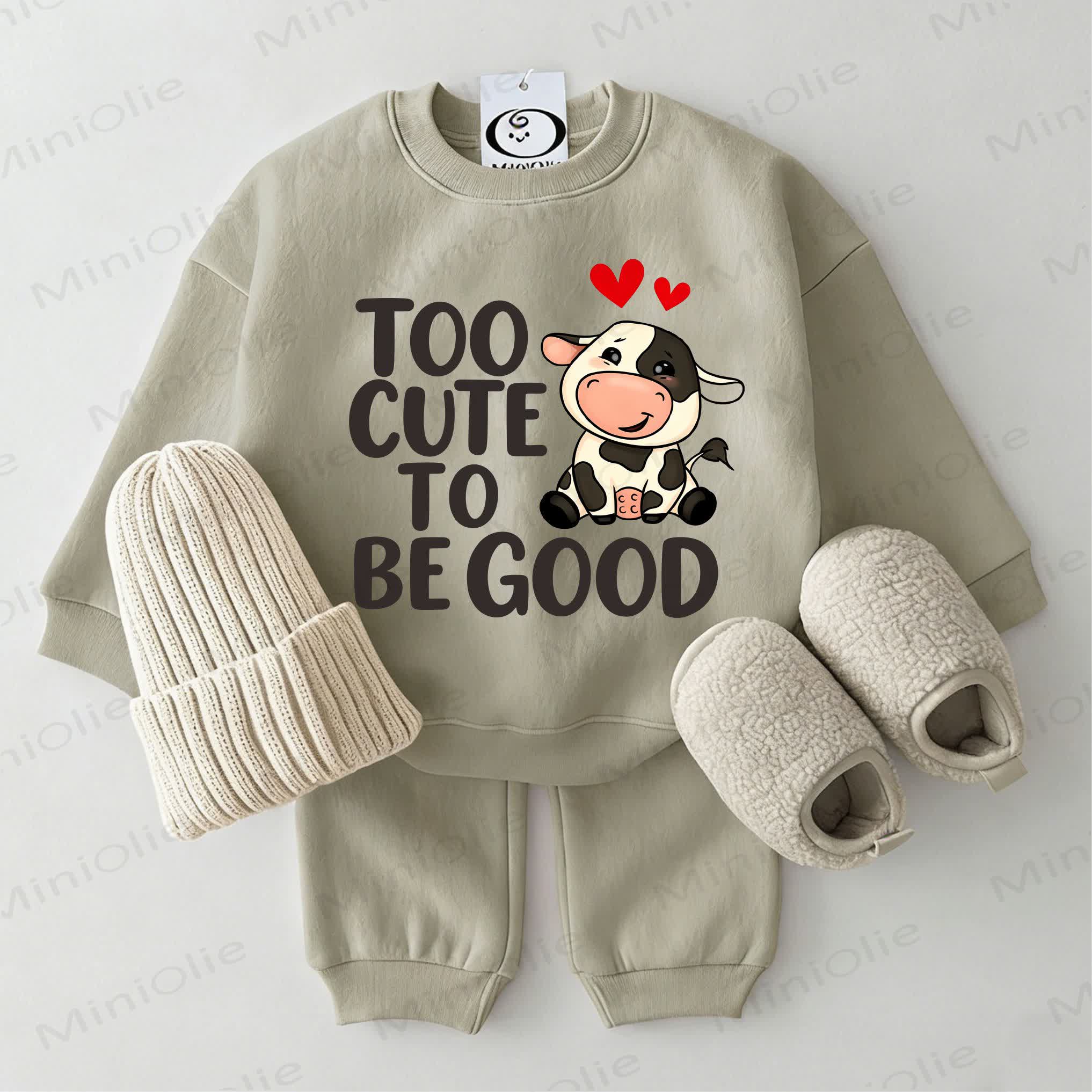 TOO CUTE TO BE GOOD Baby Sweatshirt 2-piece Grey Green Set - Grey Green - 2-3T - image 1