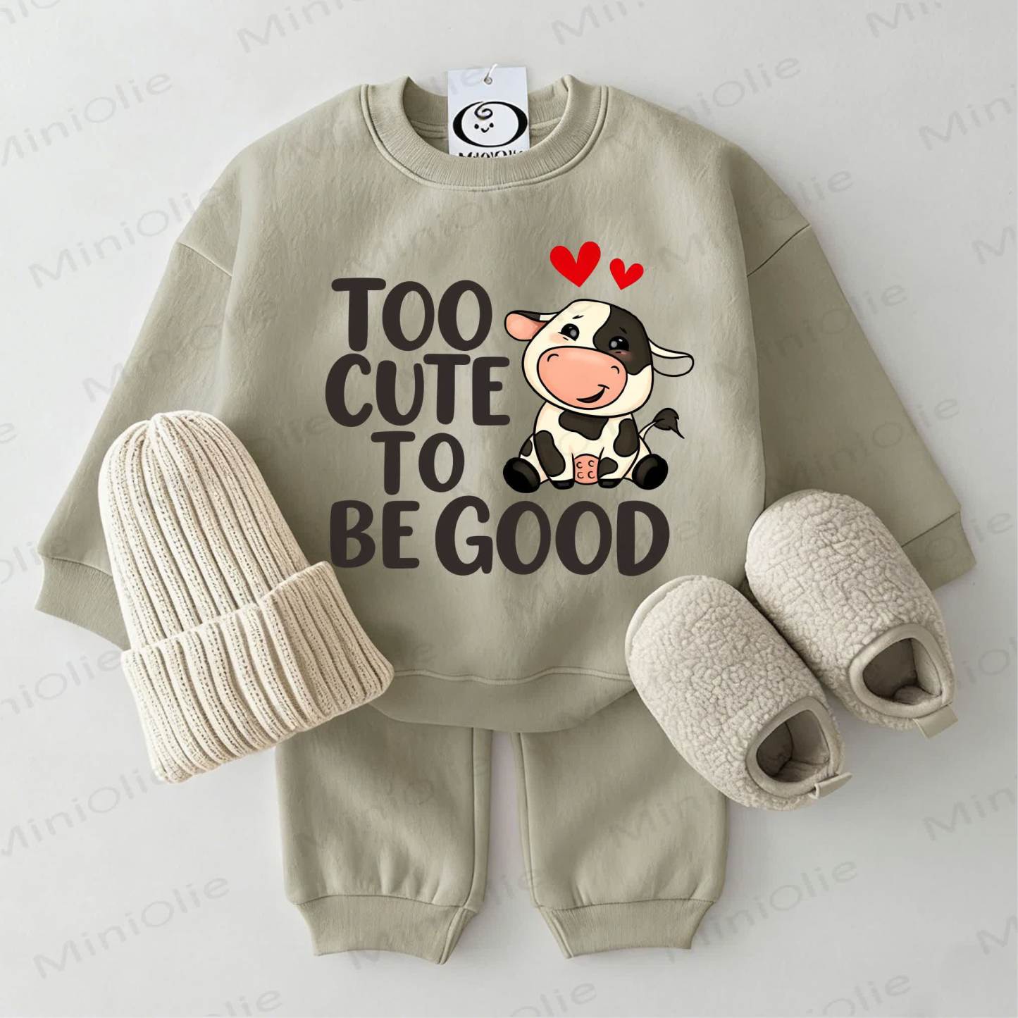 TOO CUTE TO BE GOOD Baby Sweatshirt 2-piece Grey Green Set - Grey Green - 2-3T - image 1