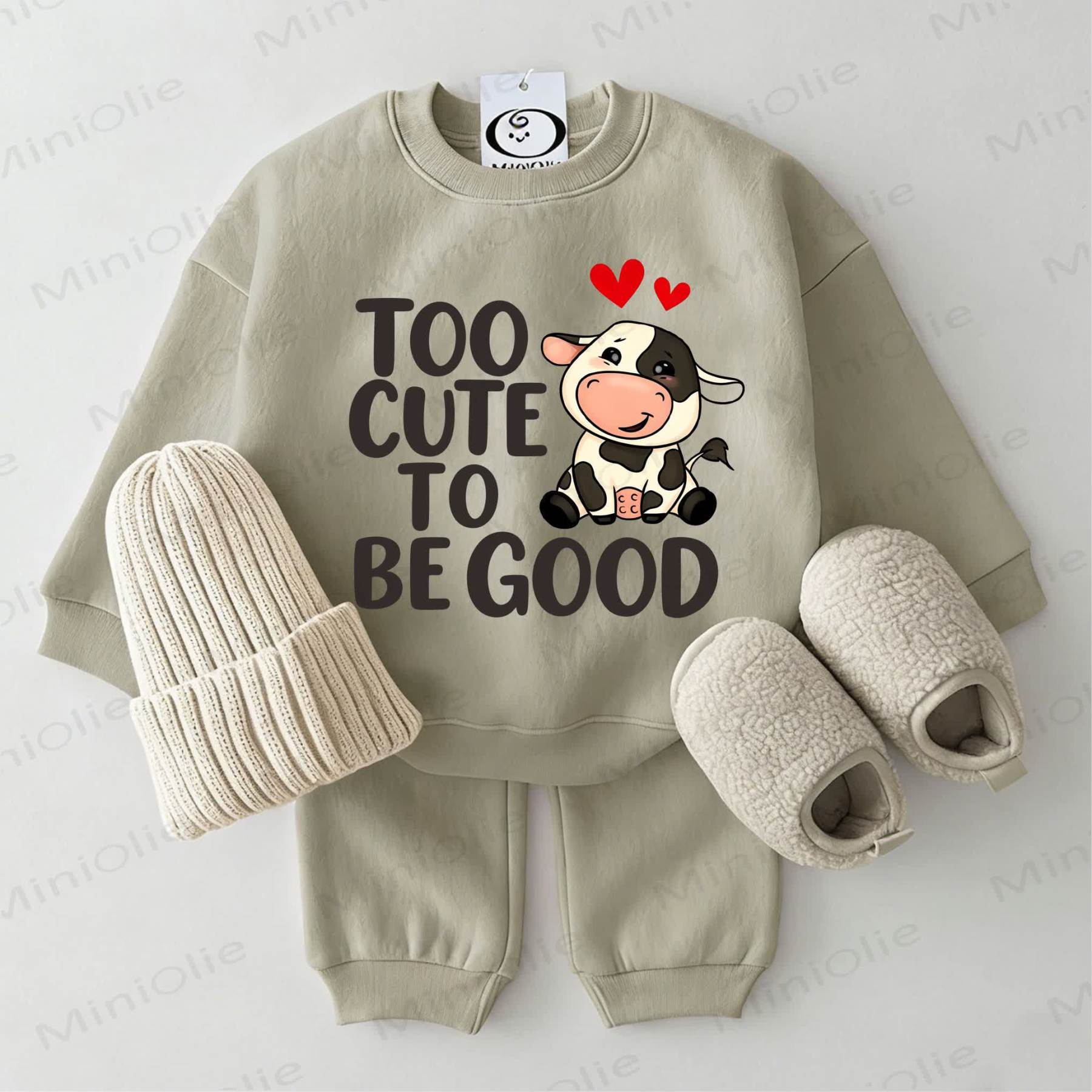 TOO CUTE TO BE GOOD Baby Sweatshirt 2-piece Grey Green Set - Grey Green - 2-3T - image 1