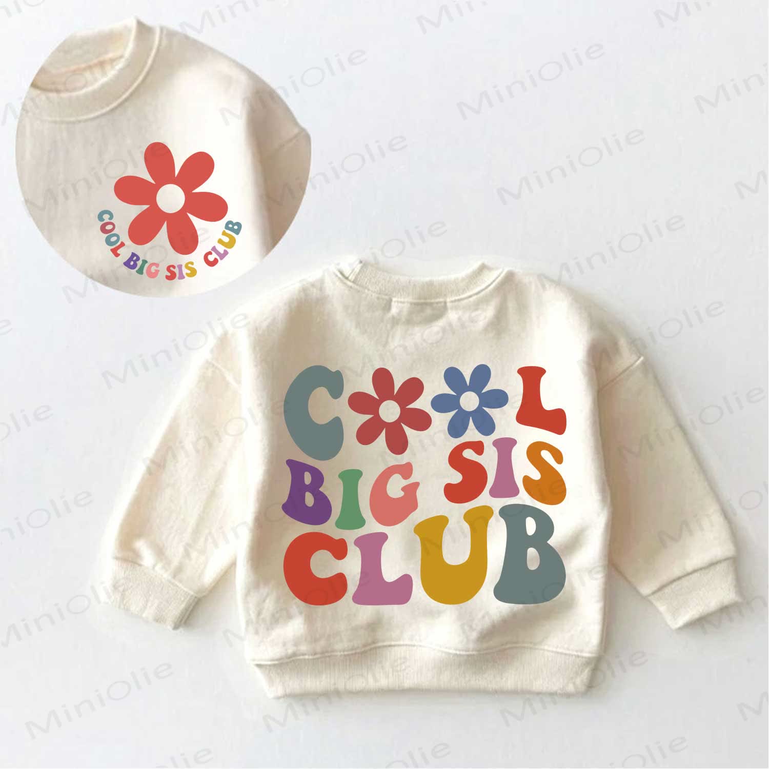 COOL BIG SIS CLUB Baby Toddler Cream Sweatshirt - Cream - 3-5T - image 1