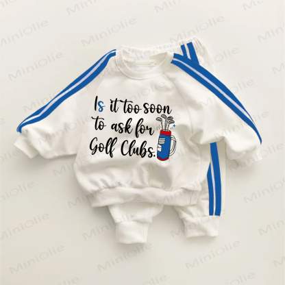 IS IT TOO SOON TO ASK FOR GOLF CLUBS. Blue Striped 2-piece Set - White&Blue - 3-5T - image 1
