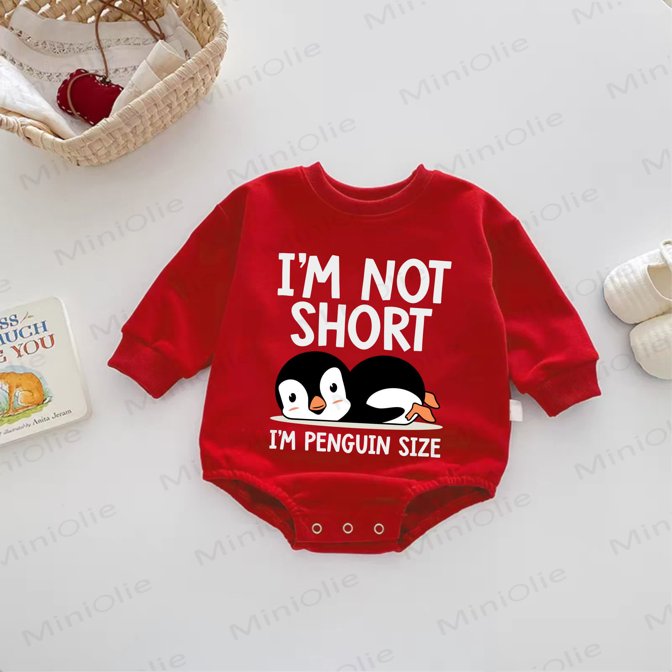 I'M NOT SHORT I'M PENGUIN SIZE Baby Red Bodysuit - Red - 18-24M - image 1