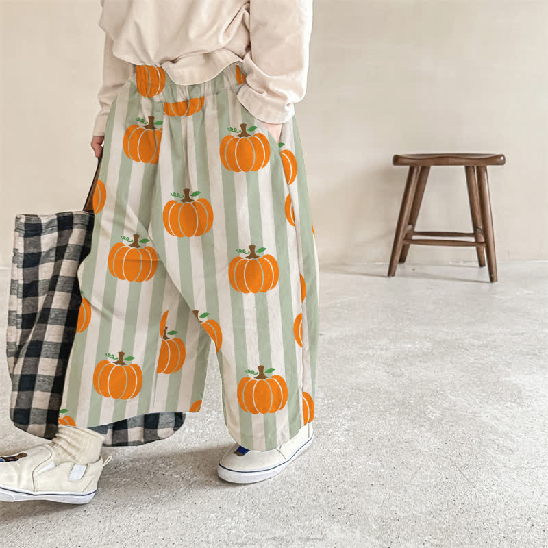 Baby Green Striped Pumpkin Print Pants - Green - 2-3T - image 1
