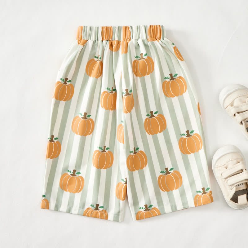 Baby Green Striped Pumpkin Print Pants - image 3