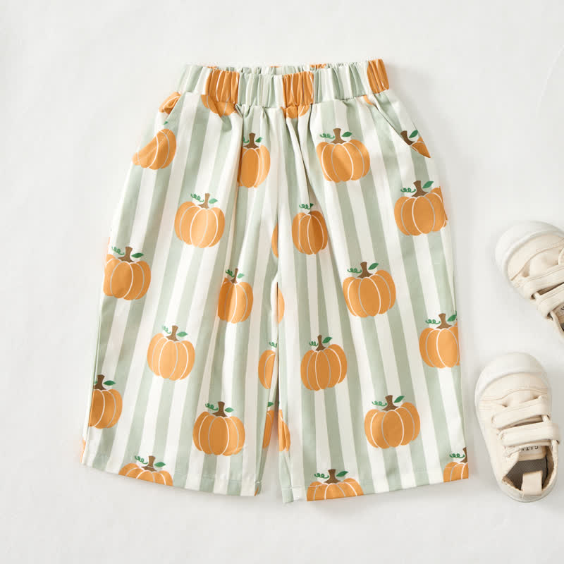 Baby Green Striped Pumpkin Print Pants - image 2