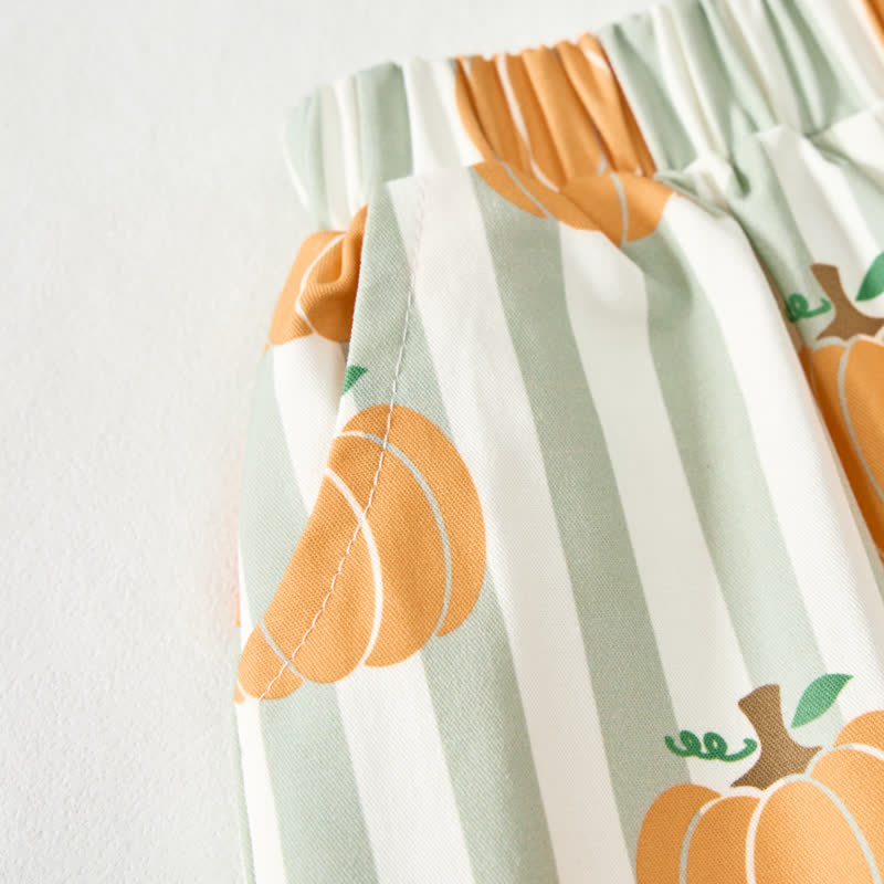 Baby Green Striped Pumpkin Print Pants - image 6