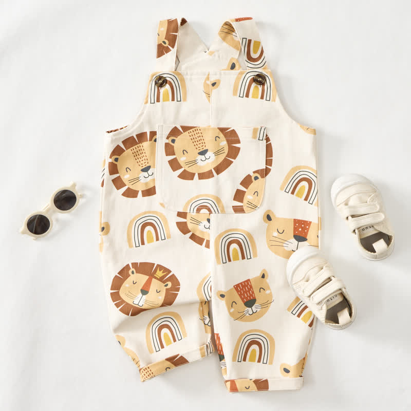 Baby Toddler Lion and Rainbow Print Beige Overalls  - image 2