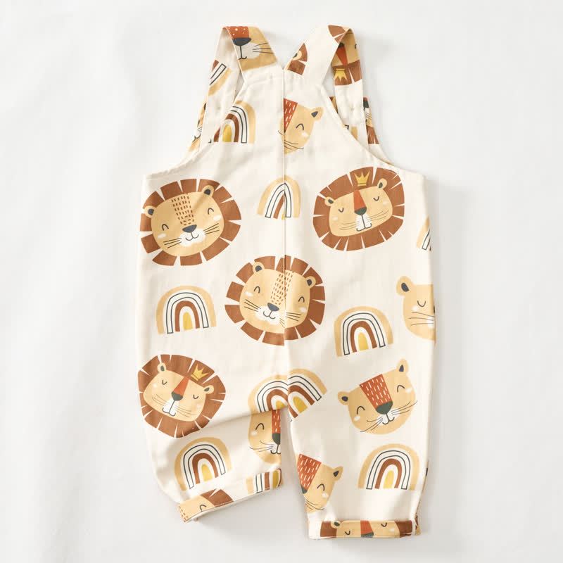 Baby Toddler Lion and Rainbow Print Beige Overalls  - image 3