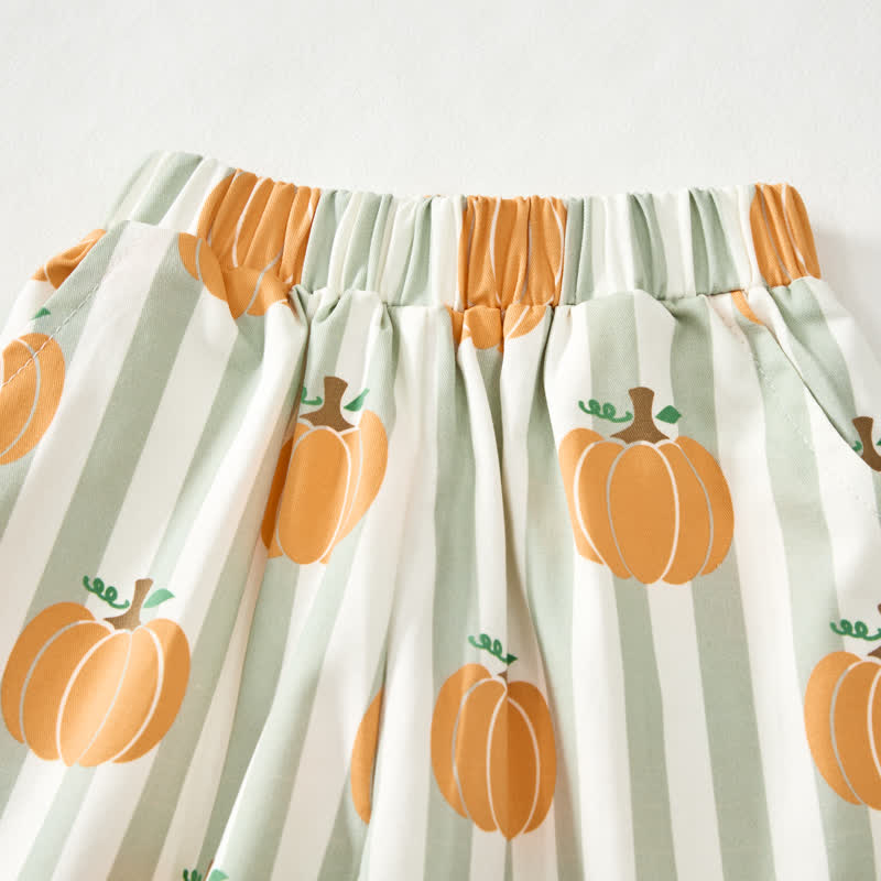 Baby Green Striped Pumpkin Print Pants - image 5
