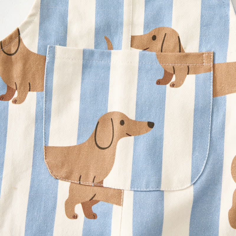 Baby Toddler Beige Striped Daschund Pocket Overalls - image 5