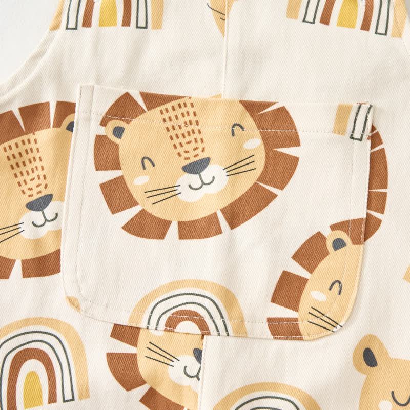 Baby Toddler Lion and Rainbow Print Beige Overalls  - image 5