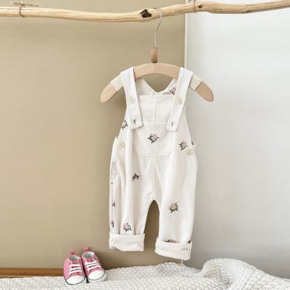 Baby Girls Floral Corduroy Overalls - White - 2-3Y - image 2