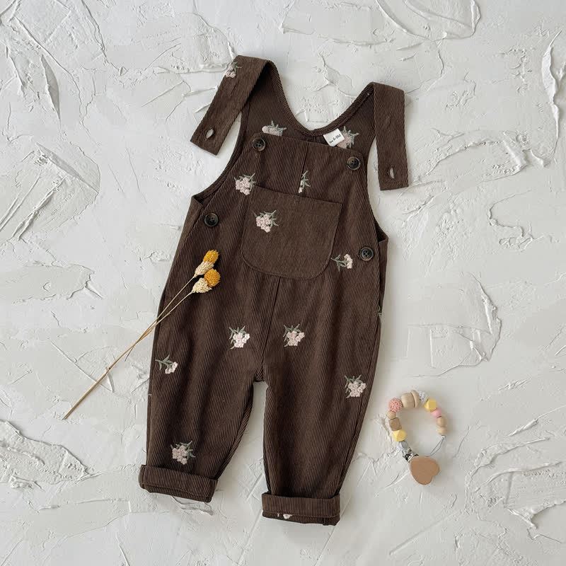 Baby Girls Floral Corduroy Overalls - image 6