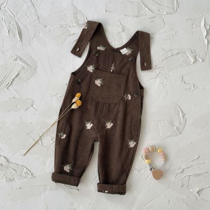 Baby Girls Floral Corduroy Overalls - image 6