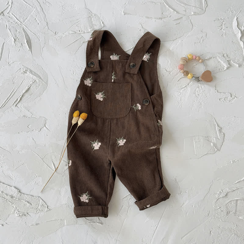 Baby Girls Floral Corduroy Overalls - image 5