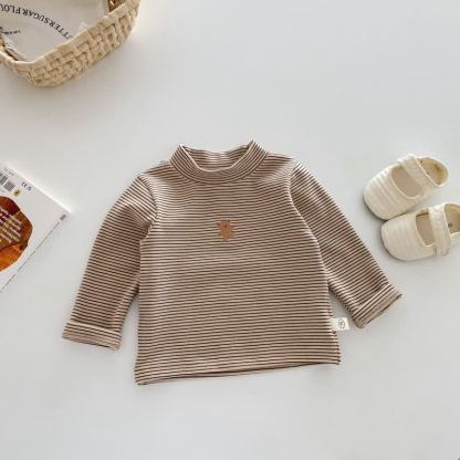 Baby Toddler Embroidered Top - Coffee Stripe - 4-5T - image 9