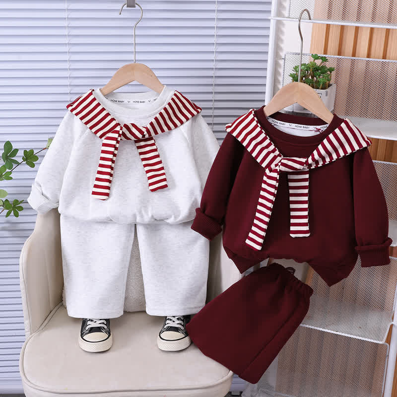 Toddler Striped Shawl Sweatshirt and Pants 2-piece Set - image 1