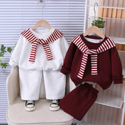 Toddler Striped Shawl Sweatshirt and Pants 2-piece Set - image 1
