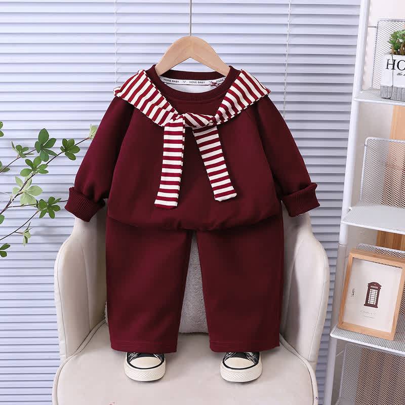 Toddler Striped Shawl Sweatshirt and Pants 2-piece Set - Red - 6-7T - image 3