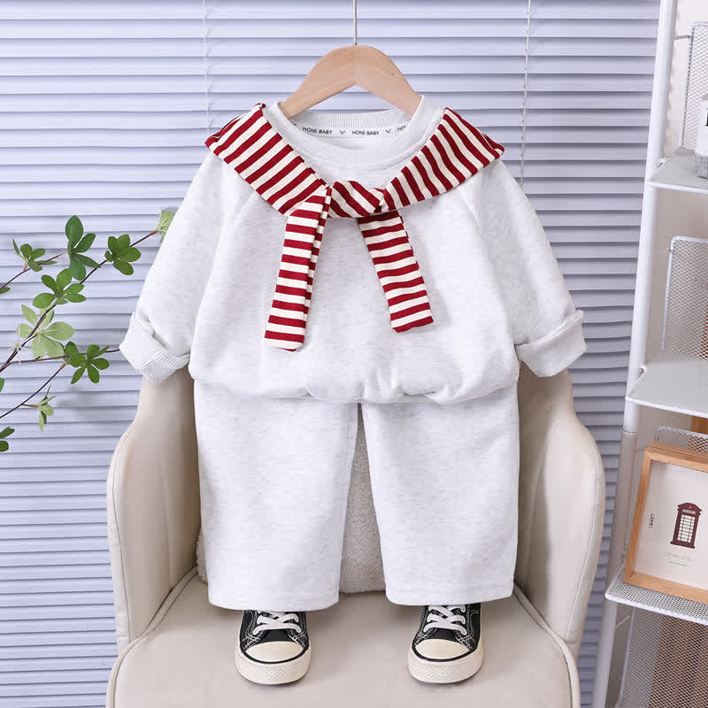 Toddler Striped Shawl Sweatshirt and Pants 2-piece Set - Gray - 6-7T - image 2