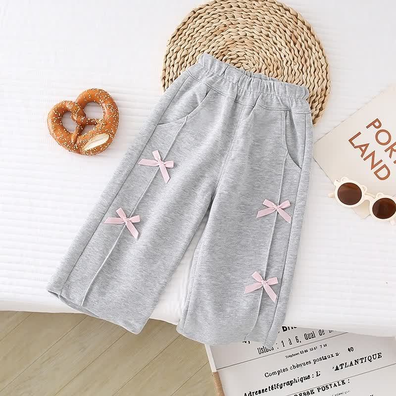 Toddler Baby Girl Straight Leg Pants - Gray Bow - 6-7T - image 6
