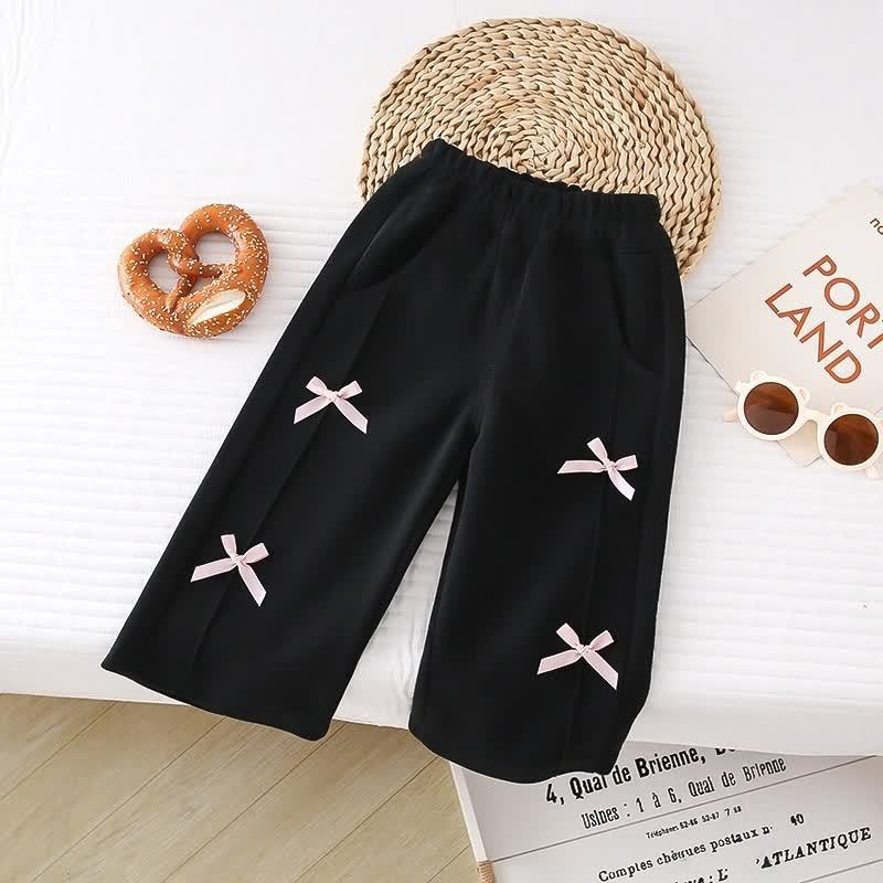Toddler Baby Girl Straight Leg Pants - Black Bow - 6-7T - image 7