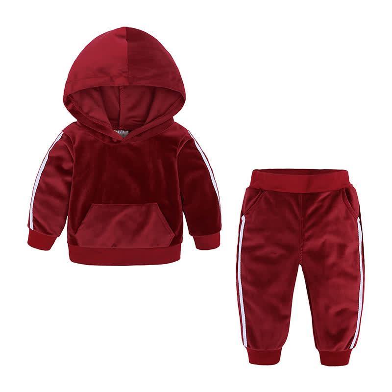 Toddler Velour Contrast Hoodie and Jogger 2-piece Set - Red - 8-9T - image 5