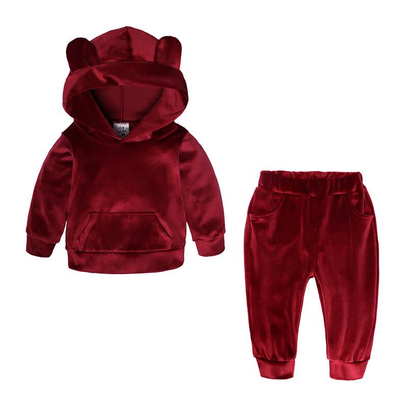 Toddler Velour Contrast Hoodie and Jogger 2-piece Set - Red Ear - 8-9T - image 7