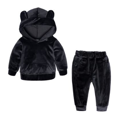 Toddler Velour Contrast Hoodie and Jogger 2-piece Set - Black Ear - 8-9T - image 8