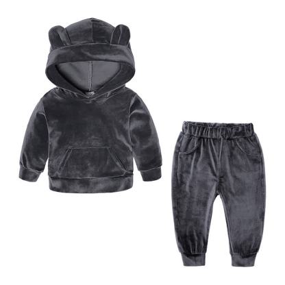 Toddler Velour Contrast Hoodie and Jogger 2-piece Set - Gray Ear - 8-9T - image 9