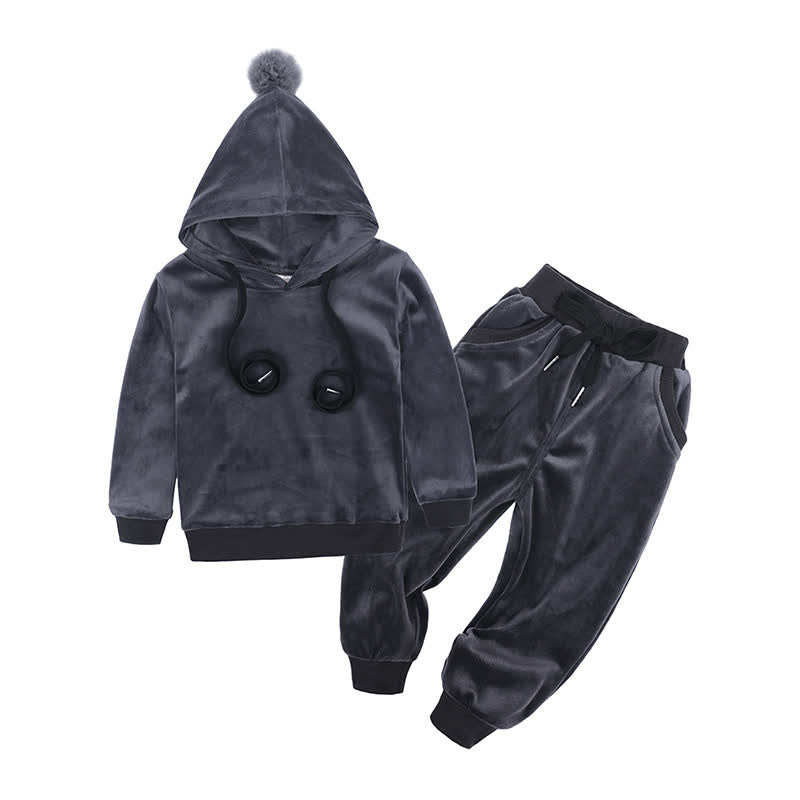 Toddler Velour Contrast Hoodie and Jogger 2-piece Set - Gray Drawstring - 8-9T - image 10