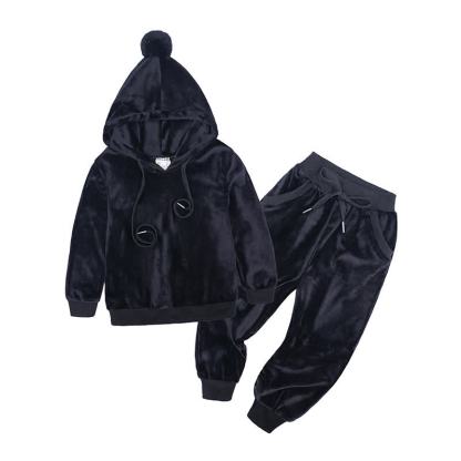 Toddler Velour Contrast Hoodie and Jogger 2-piece Set - Black Drawstring - 8-9T - image 12