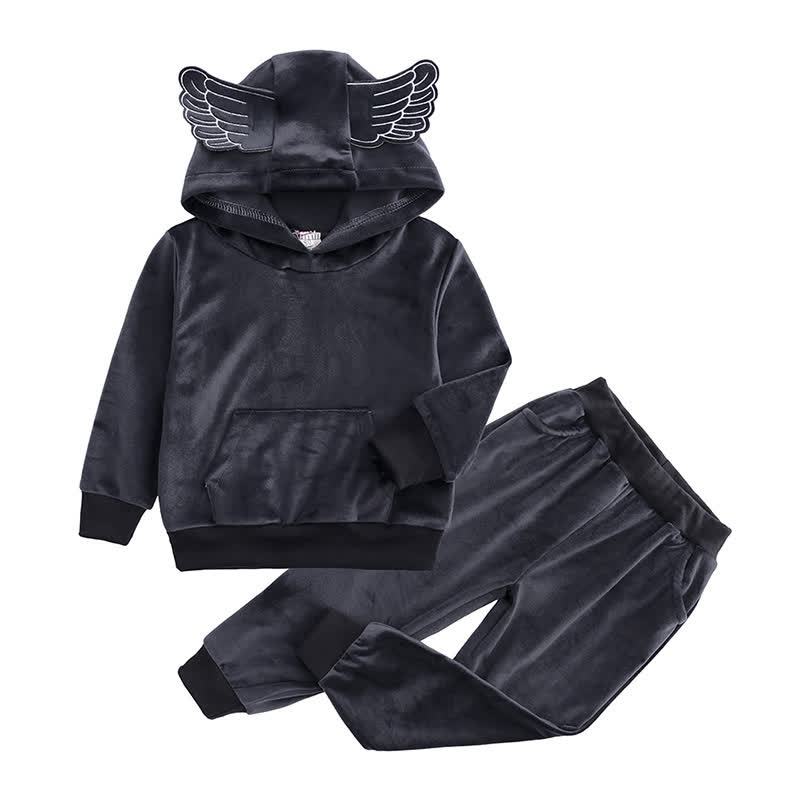 Toddler Velour Contrast Hoodie and Jogger 2-piece Set - Gray Wing - 8-9T - image 18