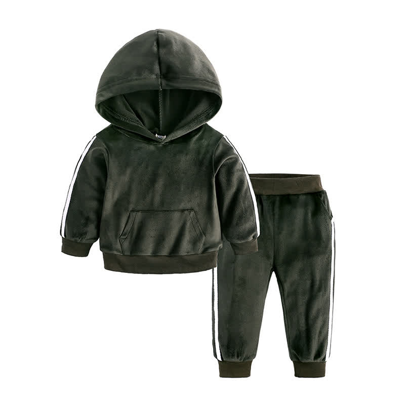 Toddler Velour Contrast Hoodie and Jogger 2-piece Set - Green - 8-9T - image 20