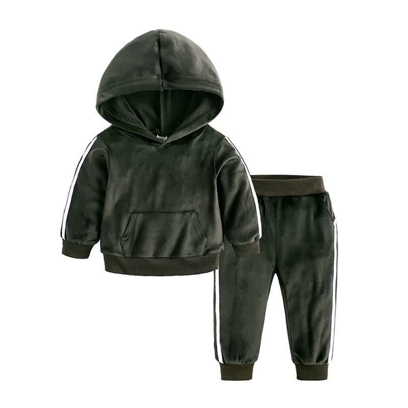 Toddler Velour Contrast Hoodie and Jogger 2-piece Set - Green - 8-9T - image 20